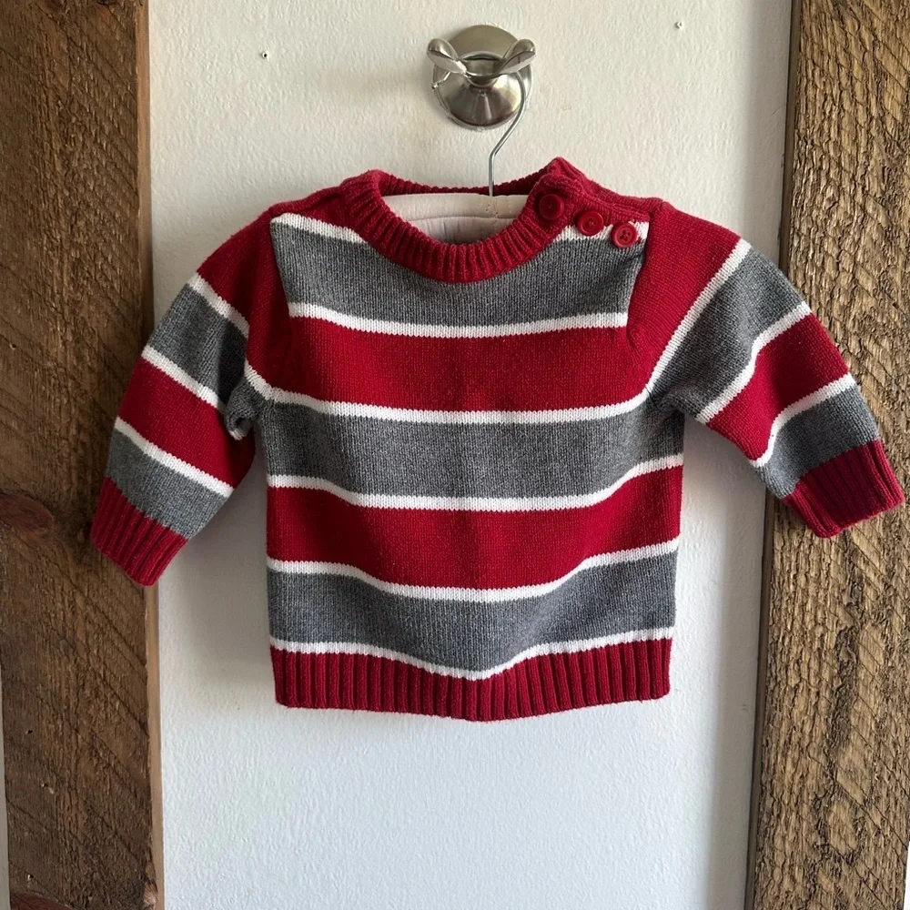 Y2K Children’s Place 6-9 Baby Boy Striped Heavy Warm Sweater  EUC